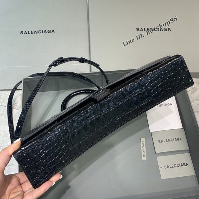 Balenciaga專櫃爆款鱷魚黑黑扣Hourglass沙漏包 巴黎世家長款沙漏包 fyj1832